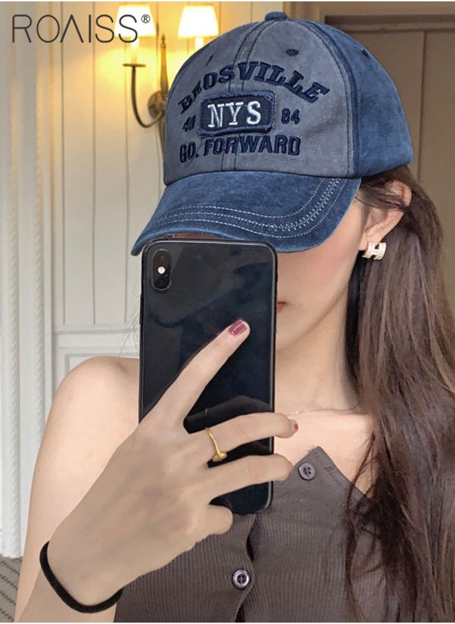 2 Pcs Embroidered Baseball Cap for Men Women, Adjustable Cotton Sun Hat Black and Navy Blue One Size