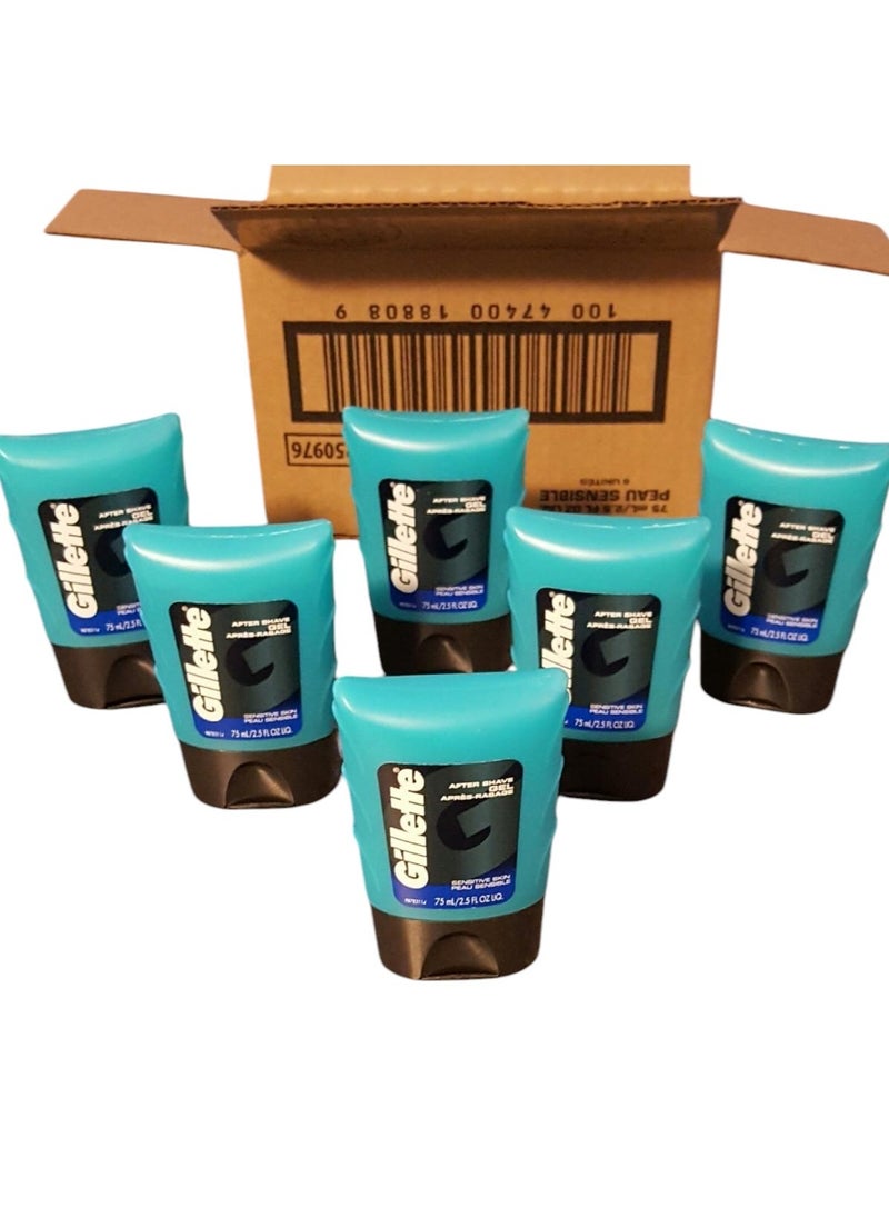 Pack Of 6 After Shave Gel For Men, Calms, Soothes And Refreshes Sensitive Skin, Light Fragrance, 2.5Oz X 6