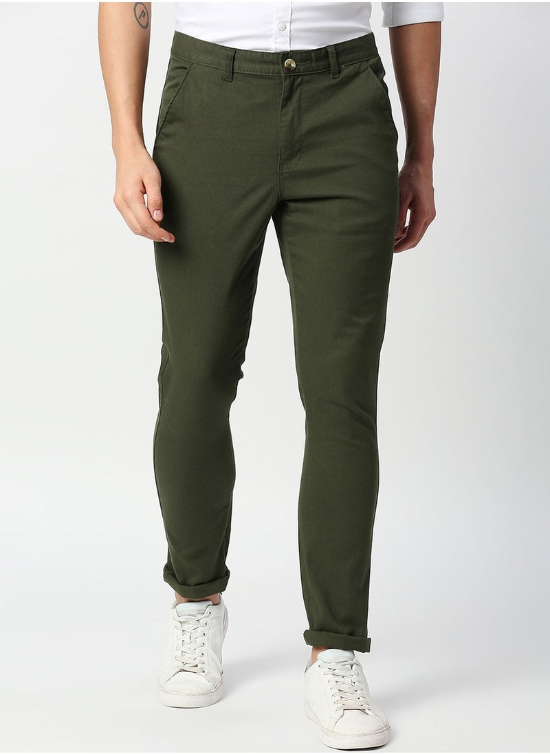 Thomas Scott Men Green Slim Fit Trousers