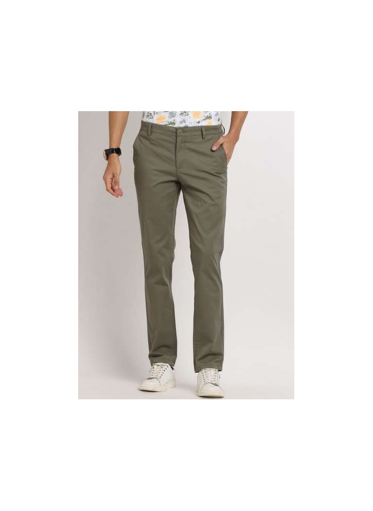Thomas Scott Men Olive Green Easy Wash Sustainable Trousers