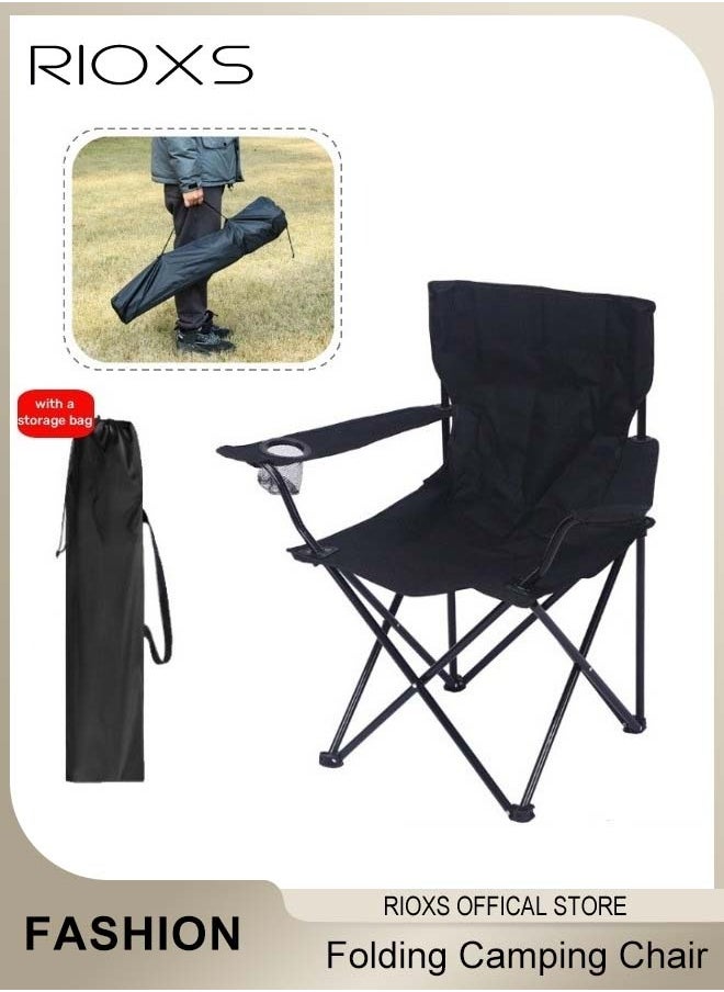 Portable Outdoor Padded Folding Chair Fast Folding With Oxford Cloth Storage Bag Camping Fishing Travel Hiking Garden Beach, Instant-Fold Camping Chair with Cup Holder & Carry Bag