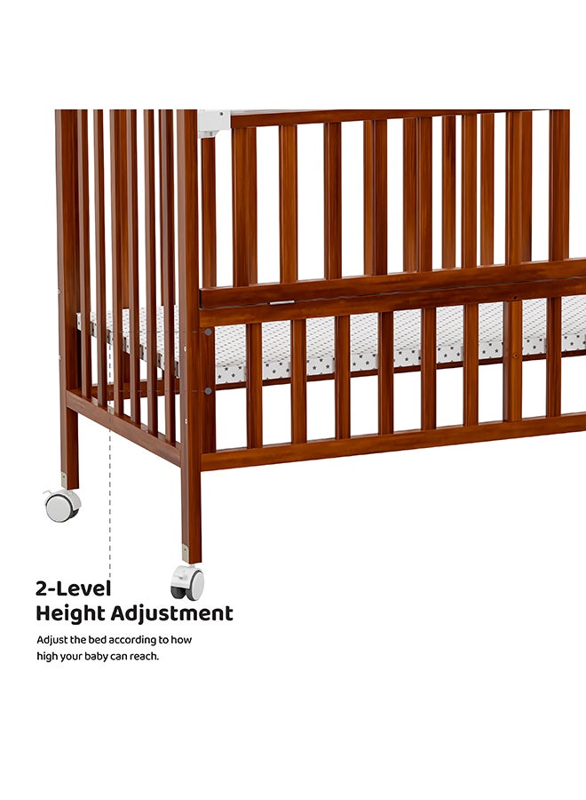Wooden Portable Crib 129x69x96 Cm 0 To 4 Years