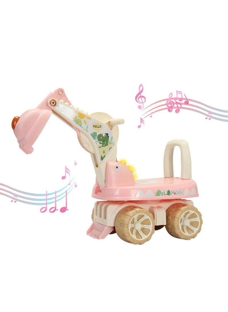 Balance Bike for Kids, 4-Wheel Ride on Excavator Car, Baby Car for 1-3 Years Boys and Girls, Indoor and Outdoor Sport Toy