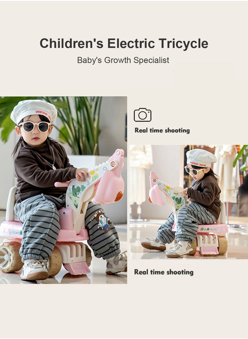Balance Bike for Kids, 4-Wheel Ride on Excavator Car, Baby Car for 1-3 Years Boys and Girls, Indoor and Outdoor Sport Toy