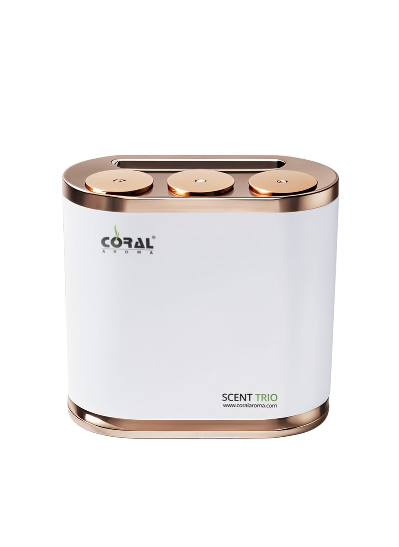 Scent Trio Diffuser Machine with Bluetooth Control, 3 Spray Heads, 3 Refill Bottles, and 300m² Coverage