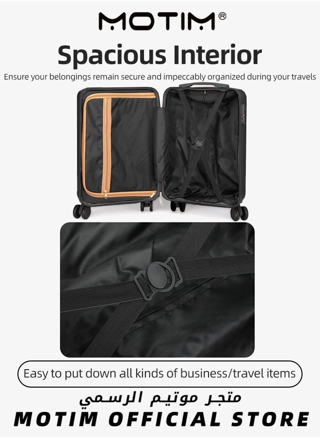Travel Luggage Carry-on Luggage with Front Open Laptop Compartment Pocket Aluminum Framed Suitcase With Spinner Wheels Large Capacity Checked-in Luggage