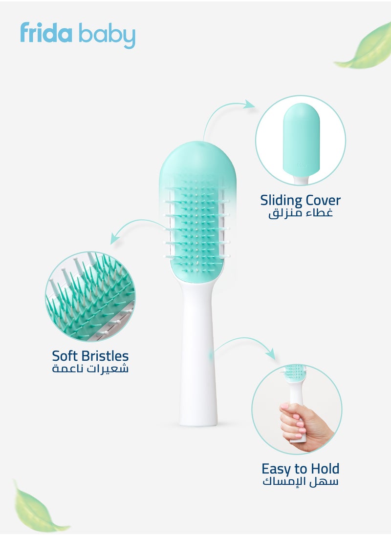 Thick & Curly Hair Detangler Brush | Gentle Wide-Tooth Comb & Bristle Combo | No Pulling or Breakage | Wet & Dry Use | Ergonomic Handle with Protective Case