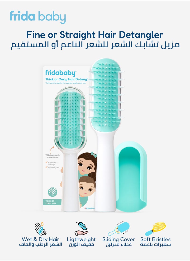 Thick & Curly Hair Detangler Brush | Gentle Wide-Tooth Comb & Bristle Combo | No Pulling or Breakage | Wet & Dry Use | Ergonomic Handle with Protective Case