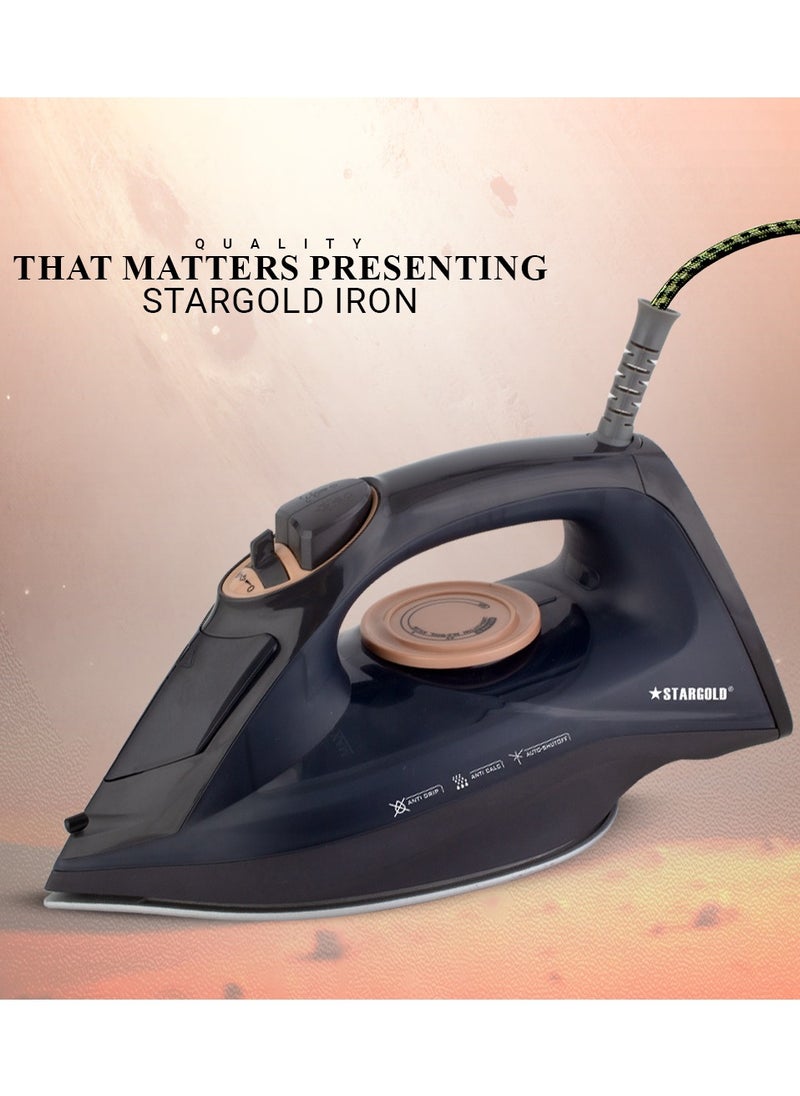 Dry and Wet Steam Iron With Adjustable Temperature Control Ceramic Soleplate Steam Iron
