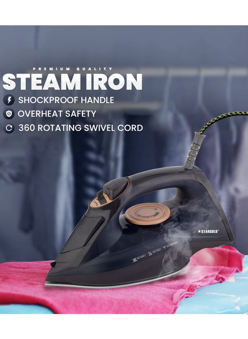 Dry and Wet Steam Iron With Adjustable Temperature Control Ceramic Soleplate Steam Iron