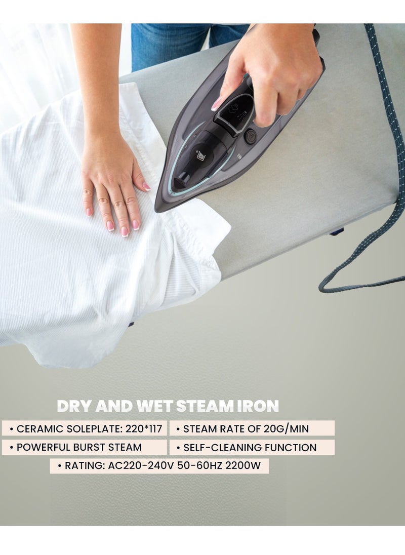 Dry and Wet Steam Iron With Adjustable Temperature Control Ceramic Soleplate Steam Iron