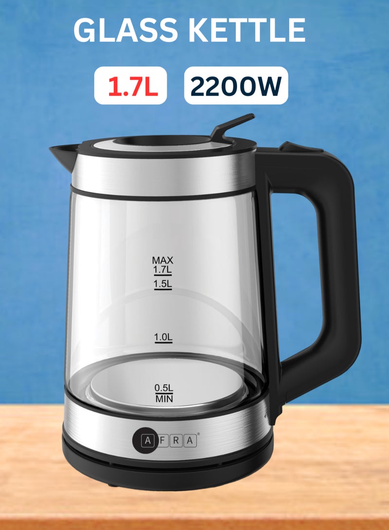 Electric Kettle | 1.7L | 2200W | 360° Cordless | Overheat Protection | Auto Shut-Off | Detachable Base | 2-Year Warranty 1.7 L 2200 W AF-171850KTGS Silver
