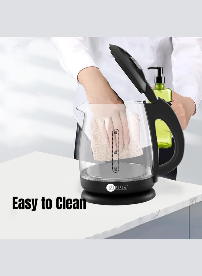 Electric Kettle | 1.8L | 1500W | Glass Body | LED Light Indicator | 360° Cordless | Overheat Protection | 2-Year Warranty 1.8 L 1500 W AF-1820KTGL Black/Clear