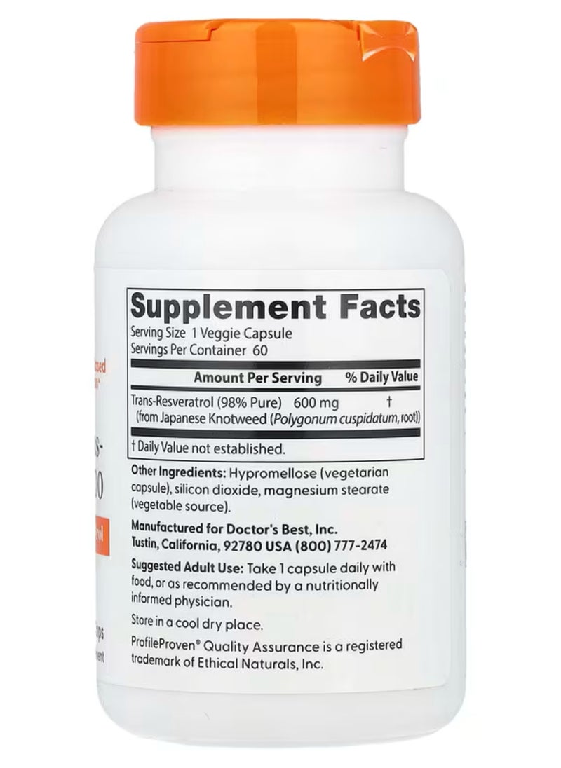 Trans-Resveratrol 600mg 60VC
