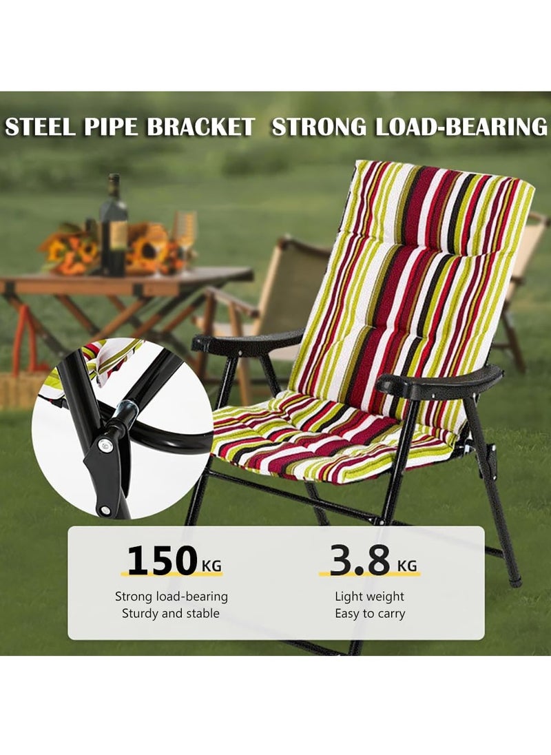 Folding Chair Portable Beach Chair Camping Chair with Soft Backrest and Armrest for Outdoor Camp Beach Travel Picnic Hiking(Red)