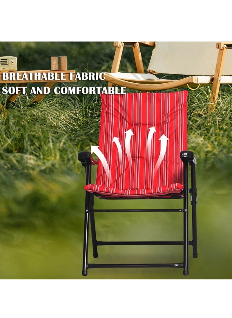 Folding Chair Portable Beach Chair Camping Chair with Soft Backrest and Armrest for Outdoor Camp Beach Travel Picnic Hiking(Red)