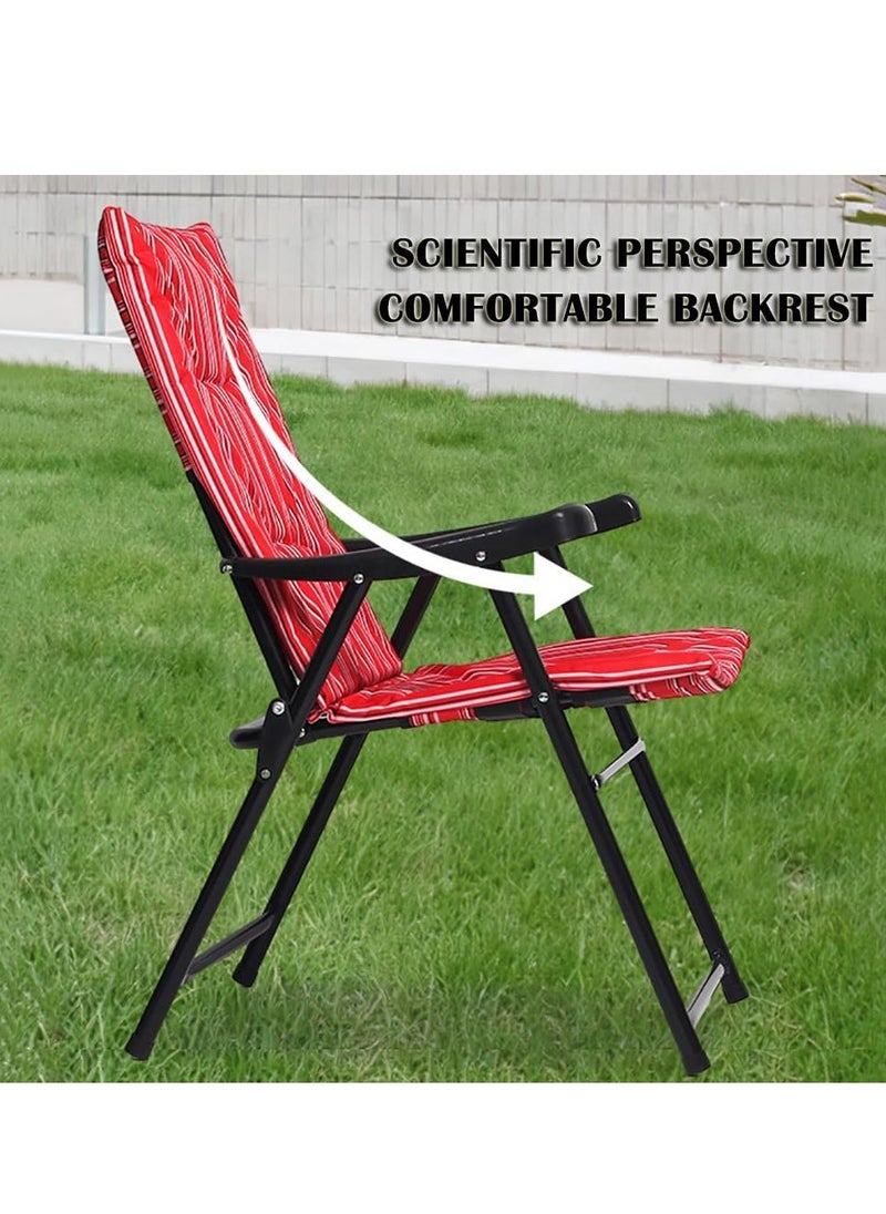 Folding Chair Portable Beach Chair Camping Chair with Soft Backrest and Armrest for Outdoor Camp Beach Travel Picnic Hiking(Red)
