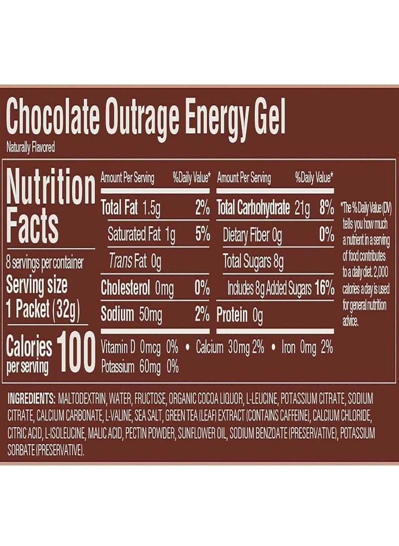 Chocolate Outrage Naturally Flavored, Energy Gel, 8 Packets each 1.1 oz (32g)