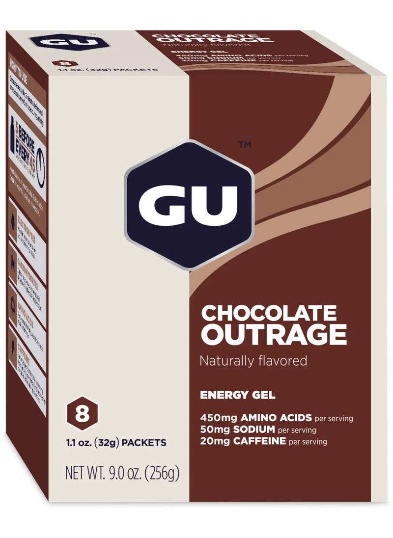 Chocolate Outrage Naturally Flavored, Energy Gel, 8 Packets each 1.1 oz (32g)