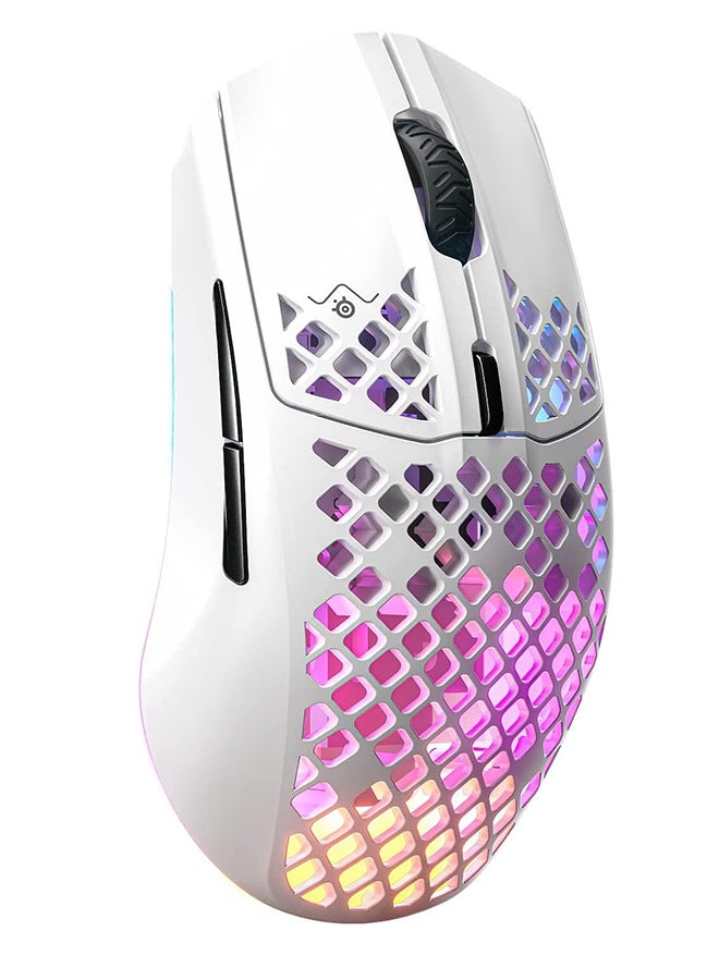 Aerox 3 Wireless Gaming Mouse, 40G Acceleration, 18000 DPI Optical Sensor, Ultra Lightweight, Water Resistant Design, Bluetooth 5.0, 200 Hour Battery Life, USB-C, Snow White | 62608