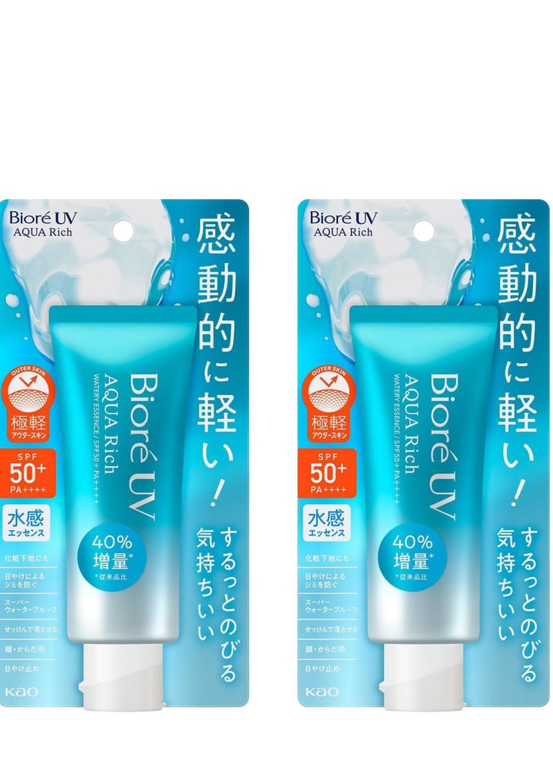 Bioré Sarasara UV Aqua Rich Watery Essence Sunscreen SPF50+ PA+++ - 70g, Pack of 2