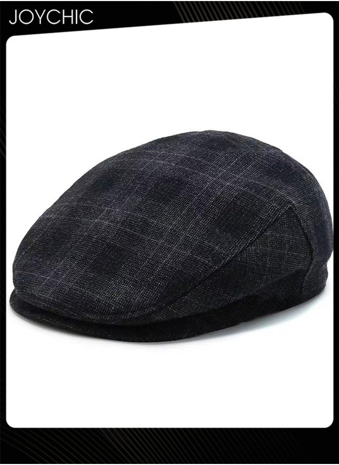 Men's Classic Winter Warm Flat Cap Adjustable Irish Cabbie Gatsby Hat Newsboy Cap Outdoor Hunting Hat One Size Beret Cap Navy Blue