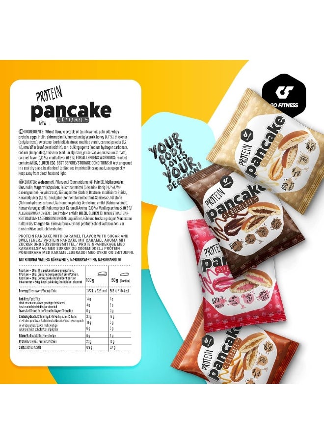 Go Fitness 12 Protein Pancakes - High Protein Snack, Freshly Baked & Extremely Delicious - Protein Bar Alternative with 10 g Protein Per Pancake (Cookies N Cream)