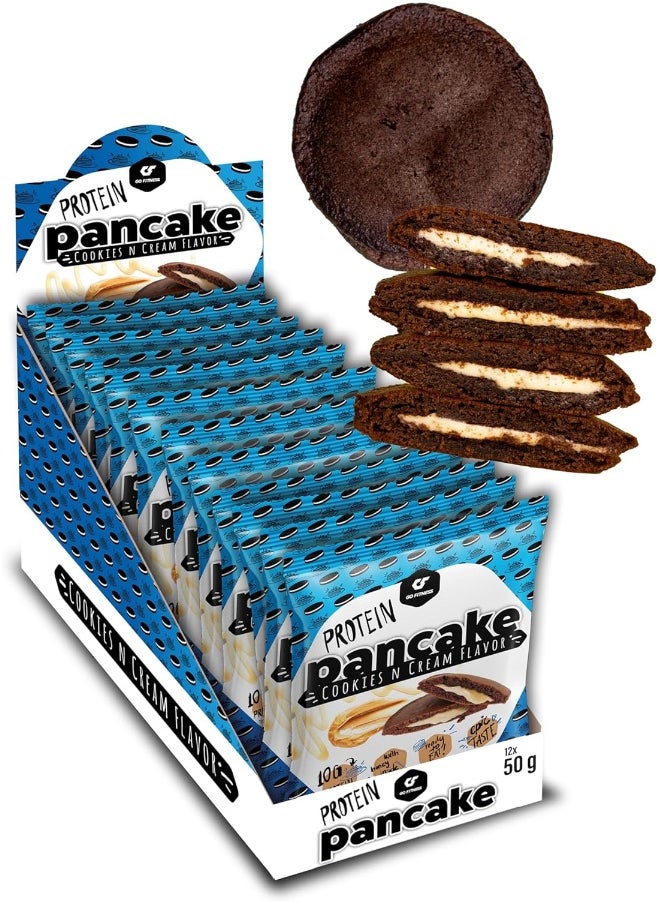 Go Fitness 12 Protein Pancakes - High Protein Snack, Freshly Baked & Extremely Delicious - Protein Bar Alternative with 10 g Protein Per Pancake (Cookies N Cream)