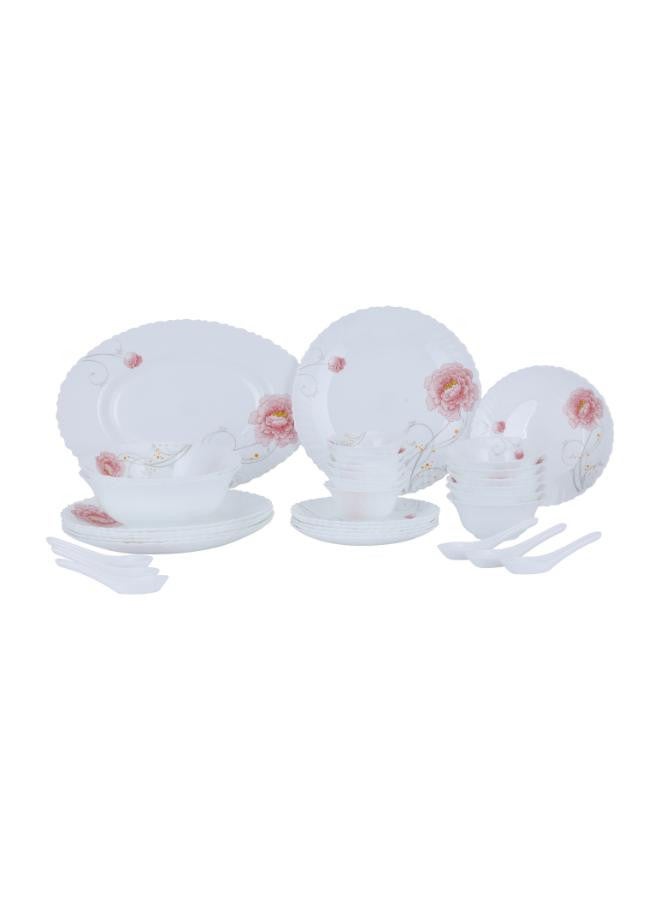 Royalford 33 Piece Classic Opalware Dinner Set- RF12469/ Includes Oval Plate, Dinner and Dessert Plates, Serving, Salad Bowls and Soup Spoons/ Dishwasher-Safe and Microwave Safe Multicolor