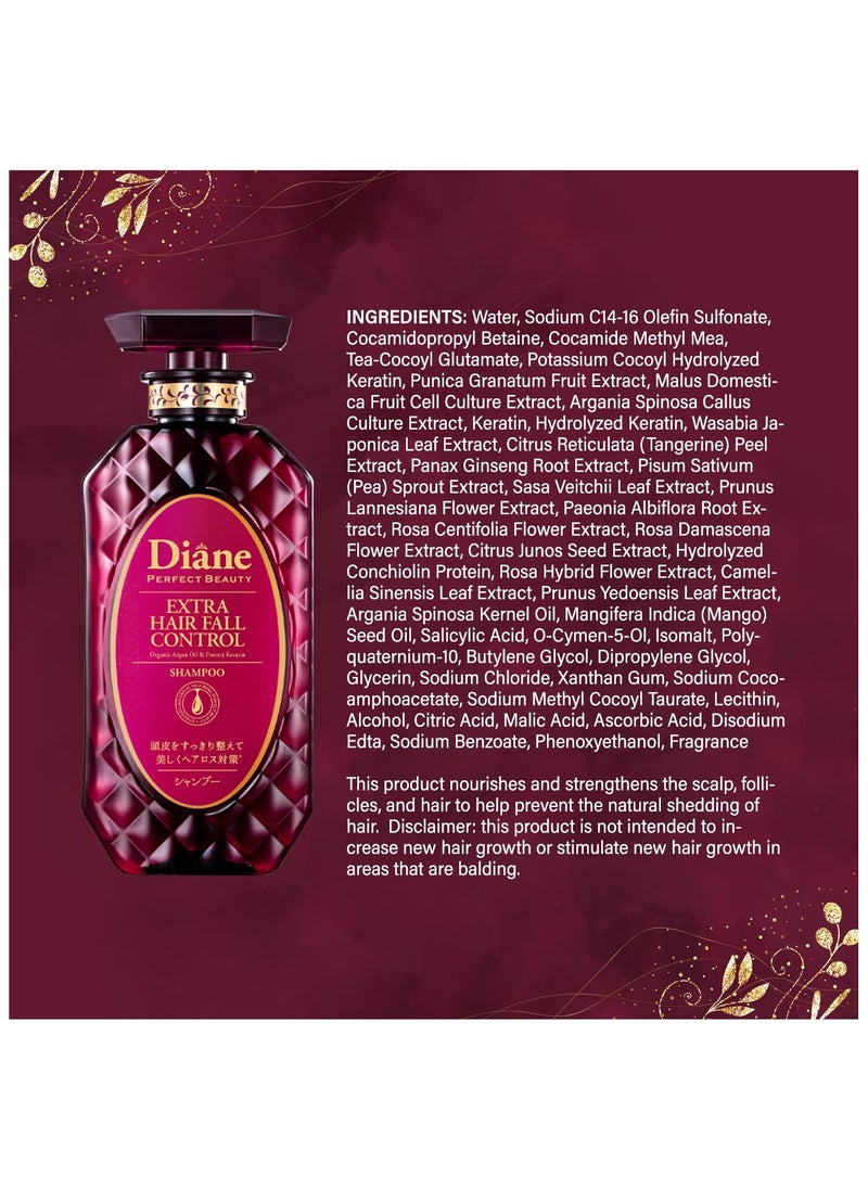 Moist Diane Hair Thickening Shampoo w/ Pump, Natural Japanese Haircare for Damaged & Dry Hair, Organic Scalp Revitalizing Solution, Extra Hair Fall Control, 15.2 Fl Oz/450 mL