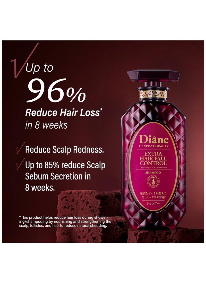 Moist Diane Hair Thickening Shampoo w/ Pump, Natural Japanese Haircare for Damaged & Dry Hair, Organic Scalp Revitalizing Solution, Extra Hair Fall Control, 15.2 Fl Oz/450 mL