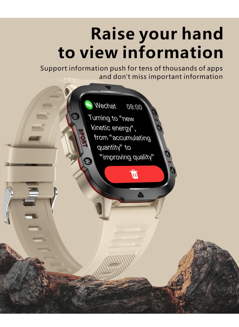 LIGE 1.96 HD Screen 420 mAh Sports Smart Watch Men Waterproof Bluetooth Calling Health Monitoring 100+ Sports Mode Men Smart Watches Silicone White