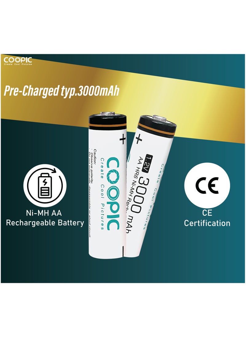 COOPIC Create Cool Pictures 20pcs 3000mAh AA RH6 Ni-MH Pre-charged type Rechargeable Battery