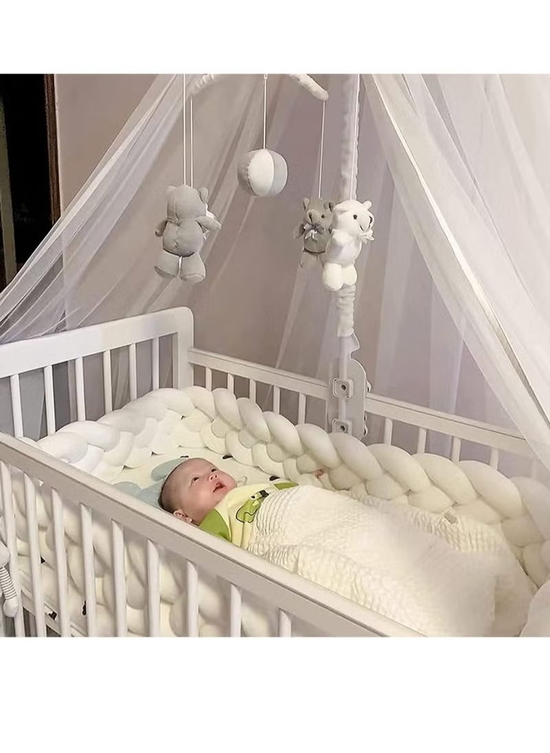 4 Shares Braided Cot Bumper Cushion Soft Knot Pillow Cot, Braided Pillows Knotted Cot Bumper 2m