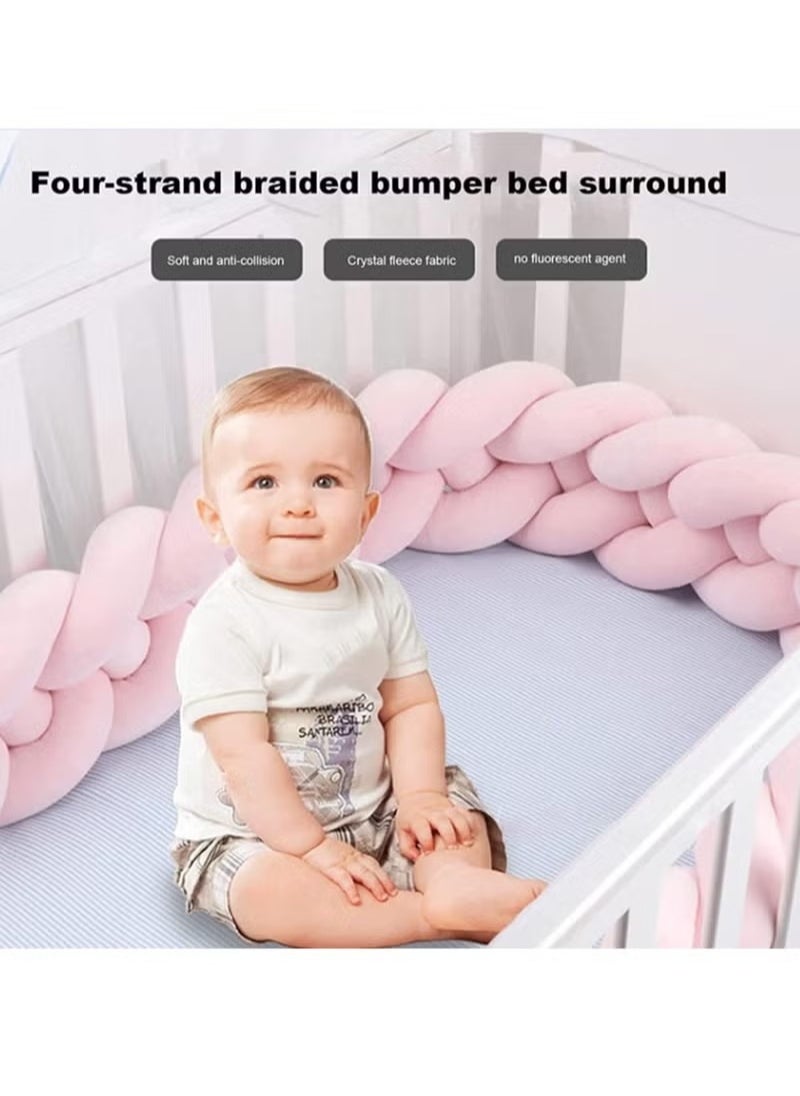 4 Shares Braided Cot Bumper Cushion Soft Knot Pillow Cot, Braided Pillows Knotted Cot Bumper 2m