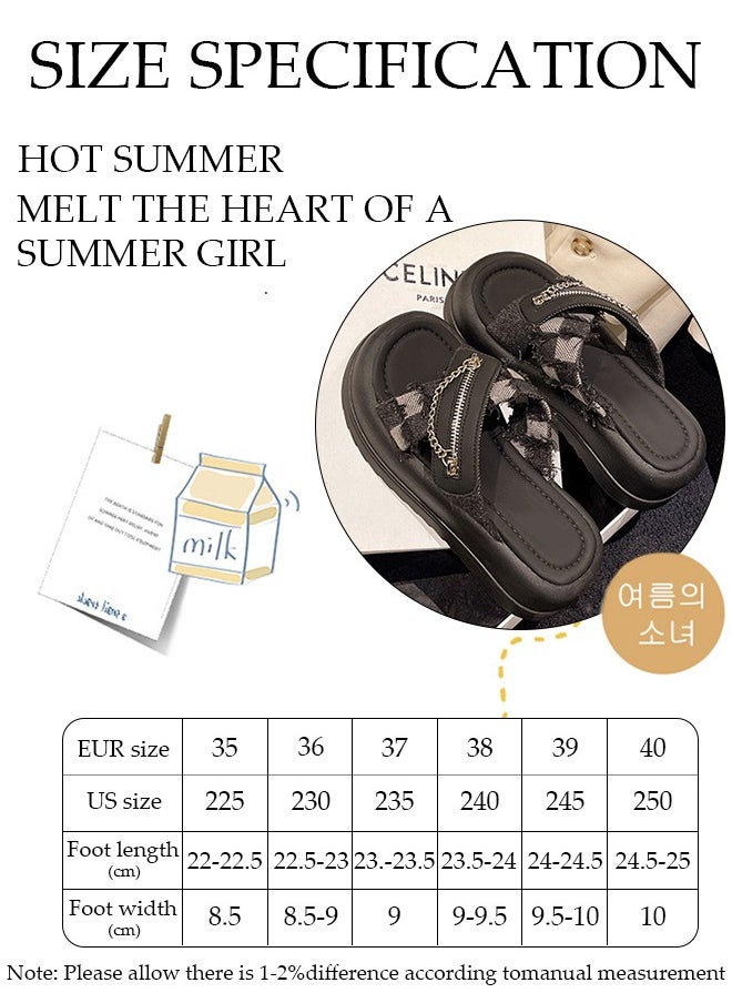 Women's Summer Walking Sandals Air Cushion Support Platform Open Tole Slippers Comfortable Casual Wedge Sandals with Non-slip Soles Thick Sole Beach Slippers Indoor and Out Door