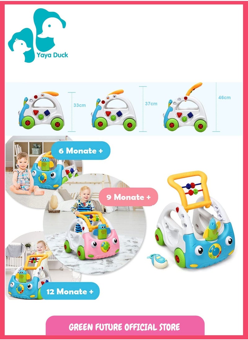 Baby Learning Walker with Push Handle | 3-in-1 Interactive Baby Activity Walker with Music, Lights & Educational Features | Infant Toy Car Play Center - Blue