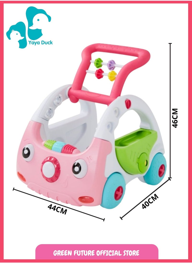 Baby Learning Walker with Push Handle | 3-in-1 Interactive Baby Activity Walker with Music, Lights & Educational Features | Infant Toy Car Play Center - Pink