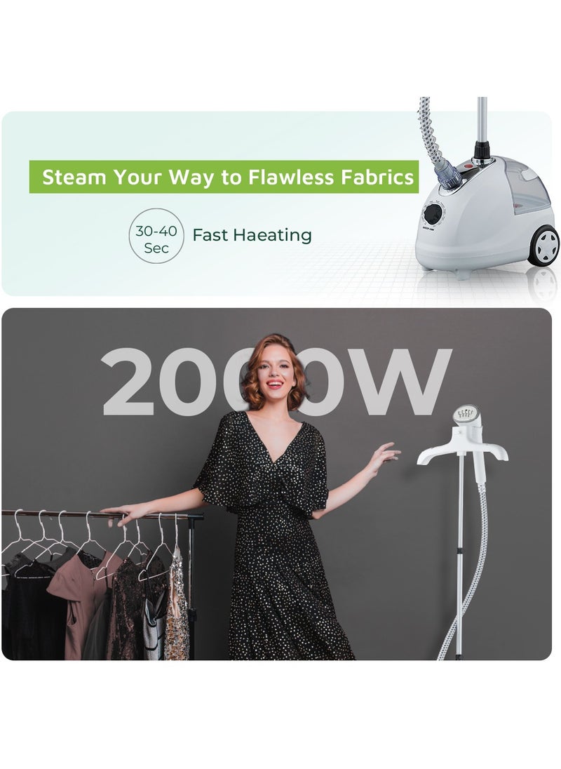 Steam Iron 2000W Portable Household Garment Steamer 5 Functional 1.8L / Easy To Use / Time-Saving & Effective Steam Iron  - White