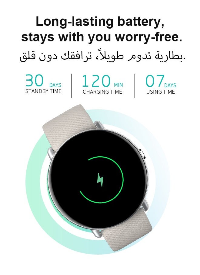 Korean Brand Smart Watch Y6，Business Smartwatch, Waterproof Fitness Watch, Bluetooth Calling, Compatible with Android and iOS, Smart Watch for men, AMOLED Display, Heart Rate Monitoring, Silver