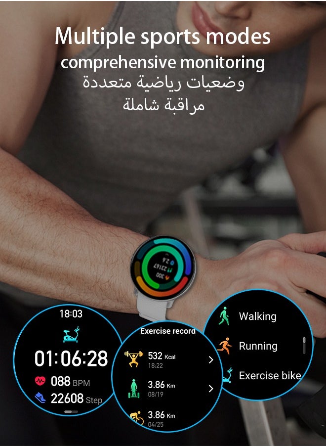 Korean Brand Smart Watch Y6，Business Smartwatch, Waterproof Fitness Watch, Bluetooth Calling, Compatible with Android and iOS, Smart Watch for men, AMOLED Display, Heart Rate Monitoring, Silver