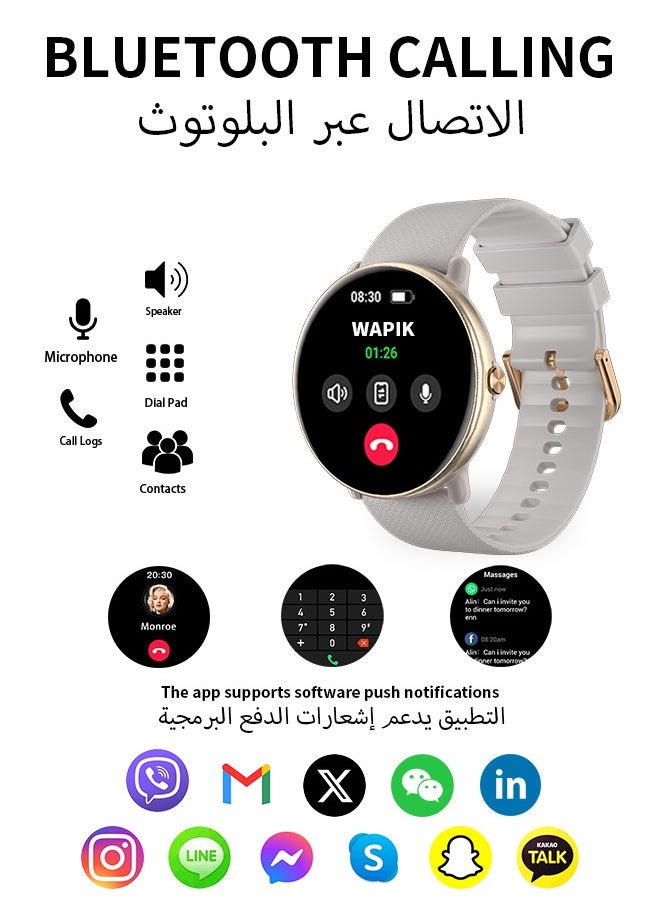 Korean Brand Smart Watch Y6，Business Smartwatch, Waterproof Fitness Watch, Bluetooth Calling, Compatible with Android and iOS, Smart Watch for men, AMOLED Display, Heart Rate Monitoring, Silver