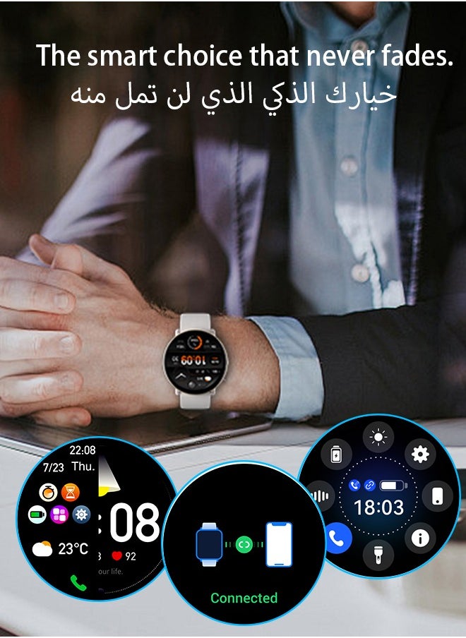 Korean Brand Smart Watch Y6，Business Smartwatch, Waterproof Fitness Watch, Bluetooth Calling, Compatible with Android and iOS, Smart Watch for men, AMOLED Display, Heart Rate Monitoring, Silver