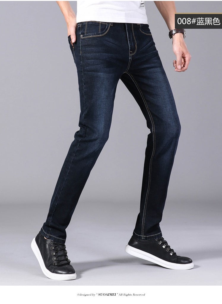 Mens Jeans Pants Straight Fit Tapered Leg Skinny Jean For Work And Casual BK-30