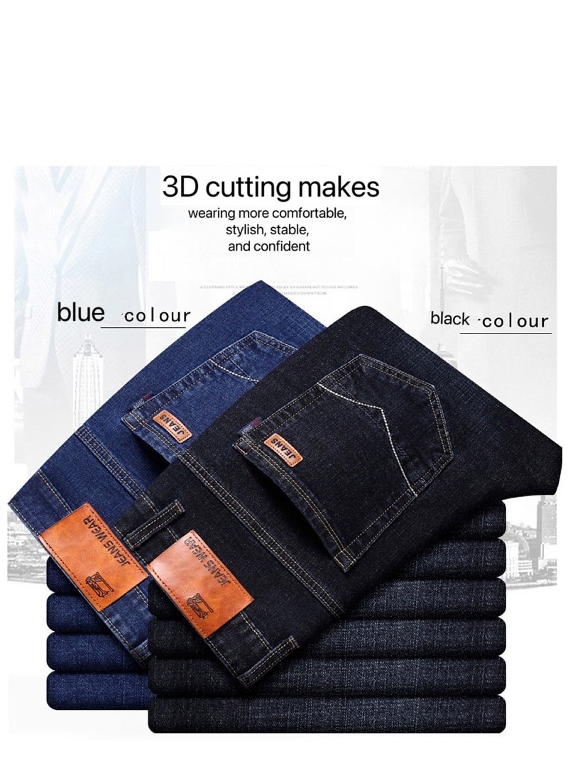 Mens Jeans Pants Straight Fit Tapered Leg Skinny Jean For Work And Casual BK-30