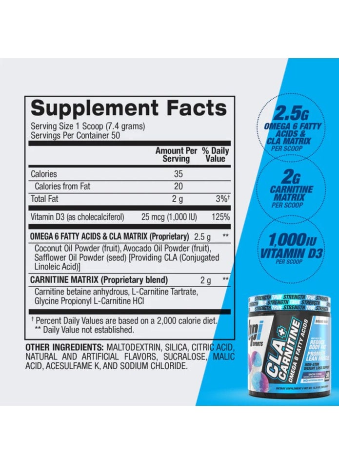 BPI CLA + Carnitine 50 Servings Snow Cone