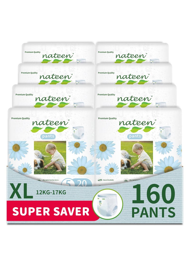 Premium Care Baby Pants Diapers,Size 5(12-17kg),X-Large Baby Pull Ups,160 Count Diaper Pants,Super Absorbent,Ultra Thin Baby Diapers Pants.