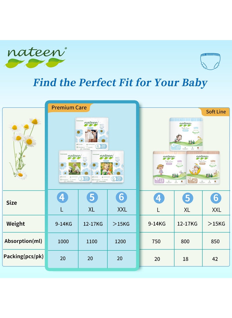 Premium Care Baby Pants Diapers,Size 4(9-14kg),Large Baby Pull Ups,80 Count Diaper Pants,Super Absorbent,Ultra Thin Baby Diapers Pants.