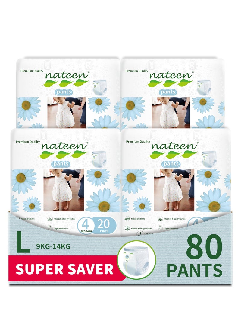 Premium Care Baby Pants Diapers,Size 4(9-14kg),Large Baby Pull Ups,80 Count Diaper Pants,Super Absorbent,Ultra Thin Baby Diapers Pants.
