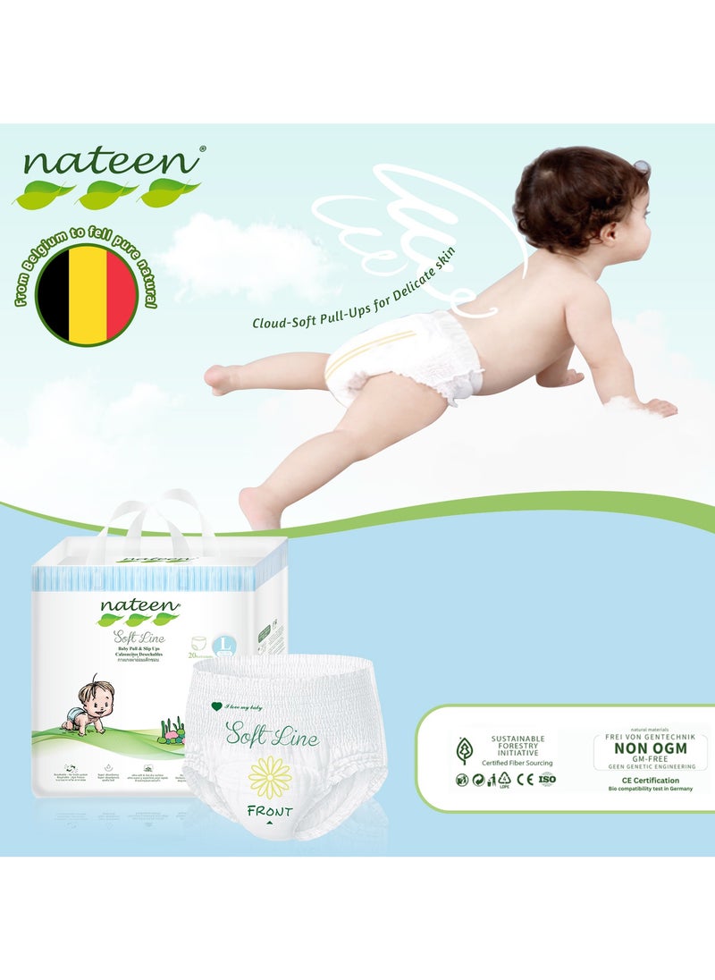 Nateen Soft Line Baby Pants Diapers ,Size 4 (9-14kg),Large Baby Pull Ups,160 Count Diaper Pants,Super Soft and Breathable Baby Diapers Pants.